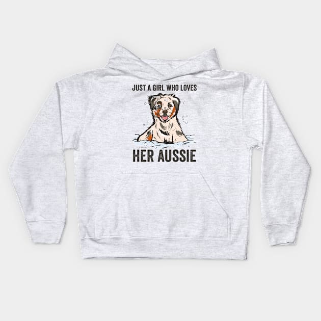 Just A Girl Who Loves Her Aussie Australian Shepherd Kids Hoodie by Visual Vibes